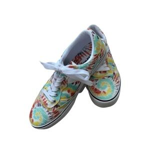 AIRWALK WOMENS TIE DYE CANVAS SNEAKERS MULTI COLOR LOW TOP LACE UP SHOES SZ. 6.5